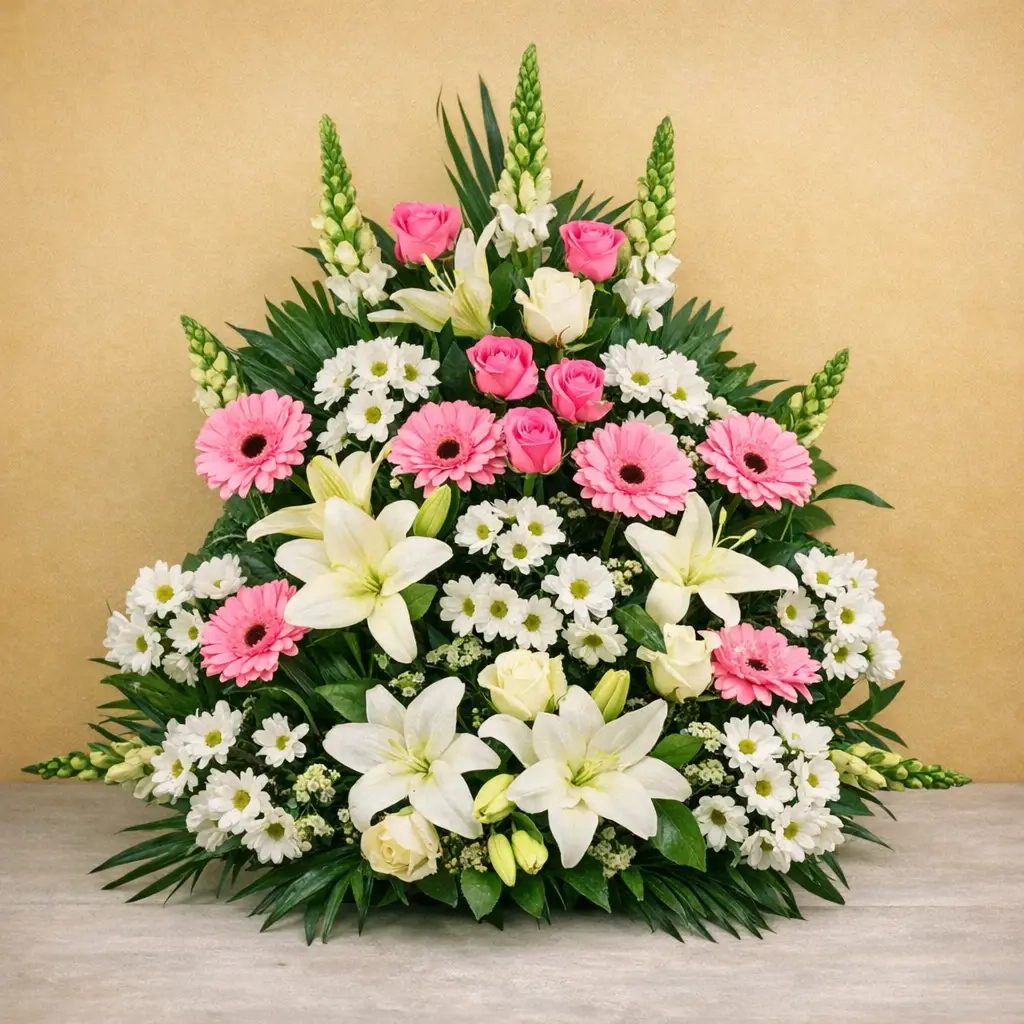 centro flores rosa blanco funerario pamplona