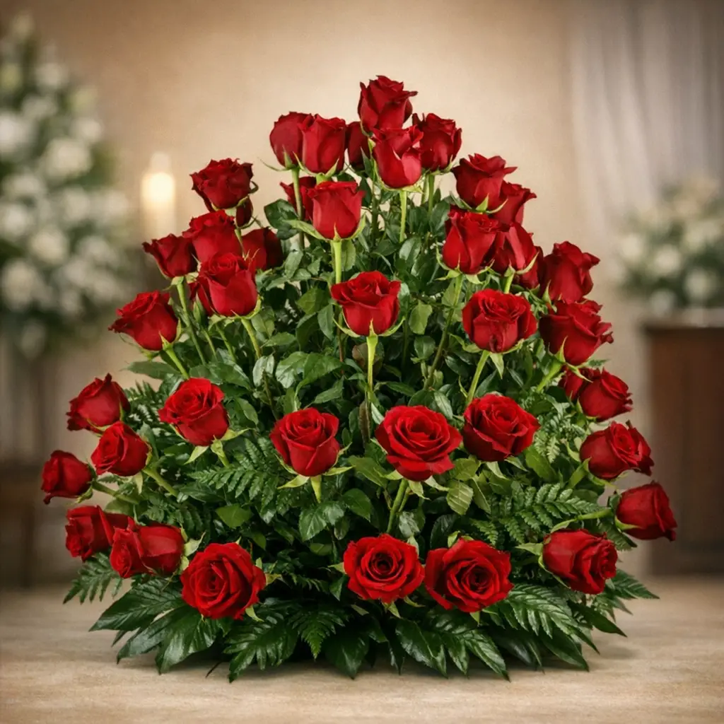 centro rosas rojas funerario pamplona