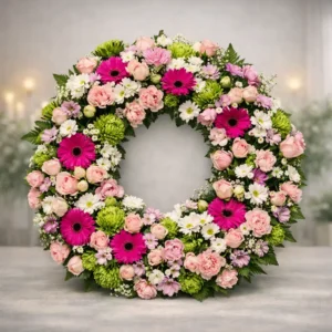 Corona funeraria de flores delicadas y con alma en Pamplona