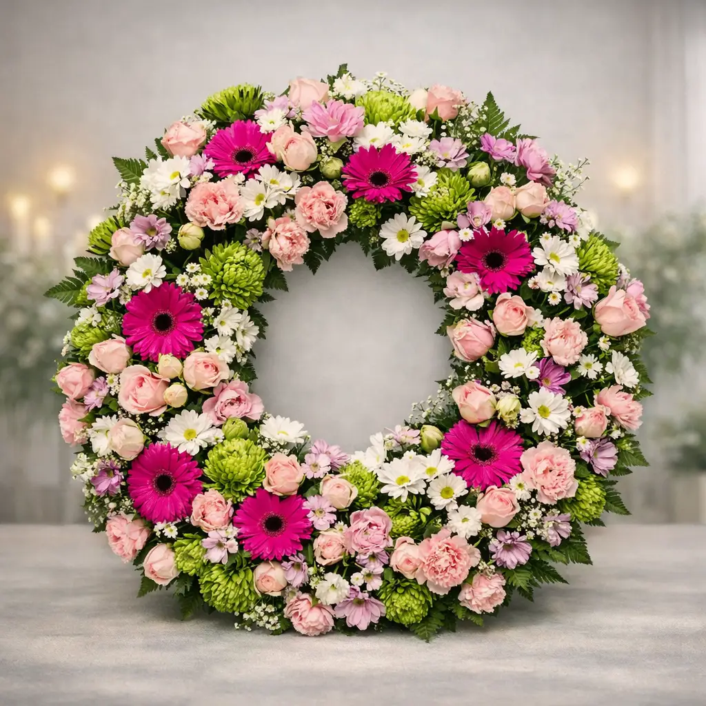 Corona funeraria de flores delicadas y con alma en Pamplona